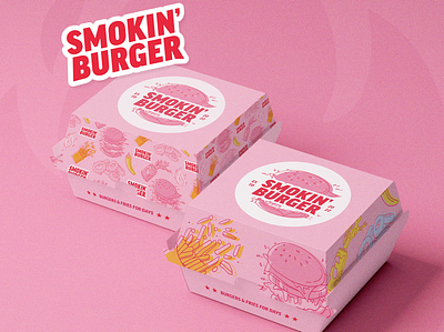 Smokin Burger Burger branding illustrations logo pink brand #2 3d art artwork branding burger burger brand burger illustrations design digital art digital illustration fast food fast food brand fast food icons fast food illustrations fries graphic design illustration logo ui vector