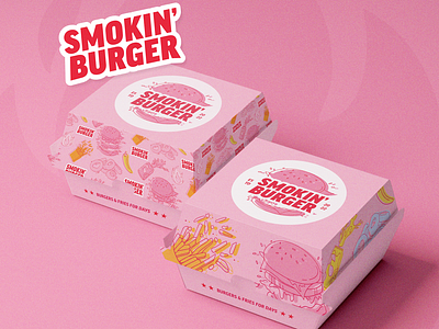 Smokin Burger Burger branding illustrations logo pink brand #2