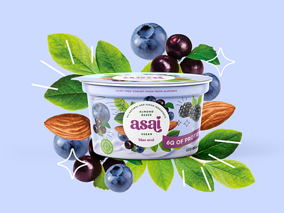 Asai Vegan Yogurt branding packaging fruit illustrations #2