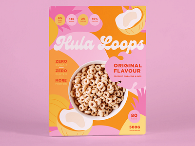 Hula Loops Cereal Box Illustration Mockup Tropical Packaging #1