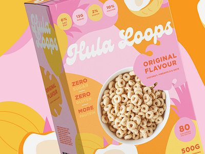 Hula Loops Cereal Box Illustration Mockup Tropical Packaging #2