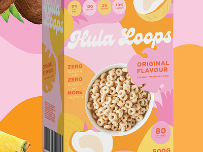 Hula Loops Cereal Box Illustration Mockup Tropical Packaging #4