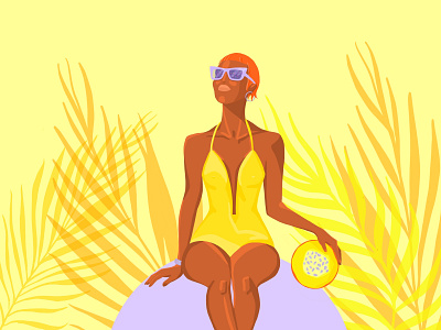 Melon character design fashion fashion art food illustration magazine melon minimalism summer swimsuit tropical vector woman
