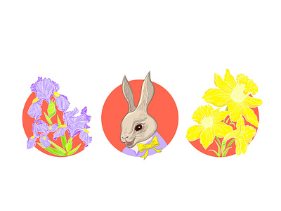 Bunny animal bunny character cute daffodil design easter fashion flower holiday illustration iris summer vector