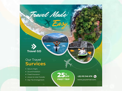 Travel Agency Animated Banner Design aabbro animated banner animated gif banner design design flat rate gif banner natural promotional banner social media design travel banner traveling unlimited design