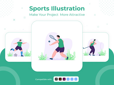 Sports illustration character design set action athletics battle competitive fast idea movement player professional running training workout