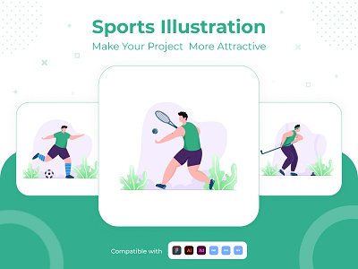 Sports illustration character design set