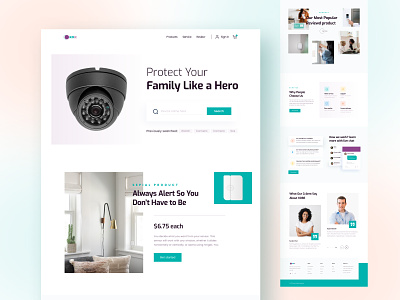 Protect Your Home Security Website cameras home automation home moitoring home security website landing page landing page design security security camera security landing page security system smart home smart home security smart security smarthome trendy design ui design us design web design website website design