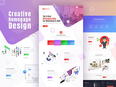 Creative Home Page agency website app creative website design digital agency ecommerce illustration vector