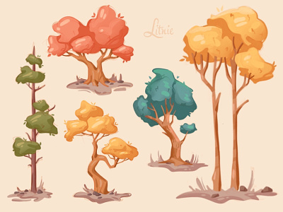 Trees art design illustration procreate иллюстрация