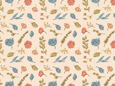 Pattern flowers art branding design graphic design illustration procreate