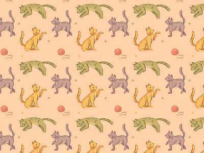 Cats pattern art branding design illustration procreate иллюстрация