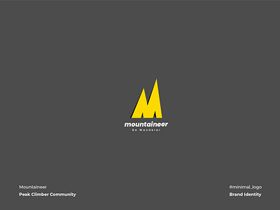Mountaineer Logo adventure branding design flat graphic design iconography illustration logo design logotype minimal minimalism monogram mountain peak typography vector