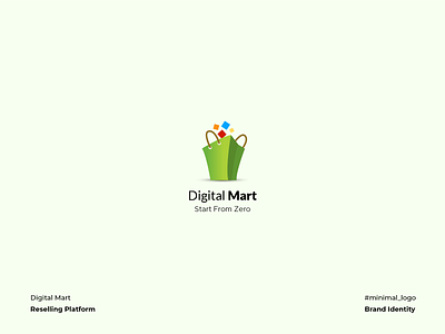 Digital Mart Logo bag branding corporate identity digital ecommerce graphic design iconography illustration logo design mart minimal reselling vector