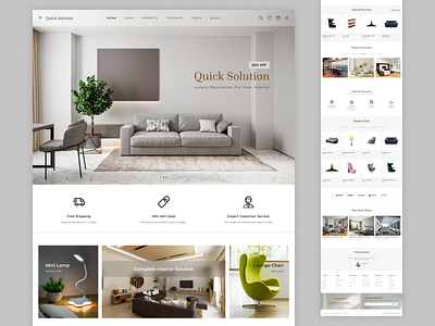 Quick Interior | Woocommerce Home Page adobe xd branding ecommerce figma homepage landing page minimal sketch ui user interface ux woocommerce