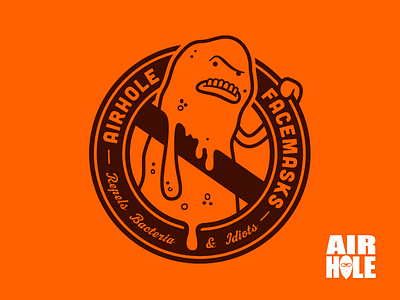 Airhole Bacteria airhole bacteria character endeavor germ icon logo orange snowboard
