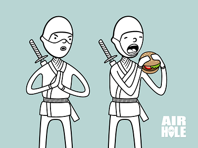 Airhole Ninja 1 airhole burger character endeavor facemask illustration ninja snowboard sword