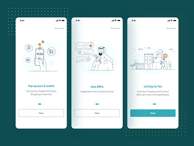 Onboarding Screens __ Real Estate Management app android green illustrator ios onboarding property uidesign uxdesign