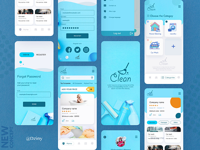 Clean app, UI UX designe android app design application awesome blue design e commerce flat ios log in ui ux