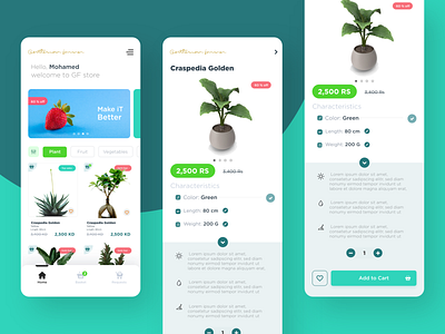 Plants & Fruits Store app adobexd android app design fruit illustraion ios plant store ui