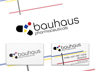 bauhaus pharmaceuticals logo and business card bauhaus business card geometric logo minimalist