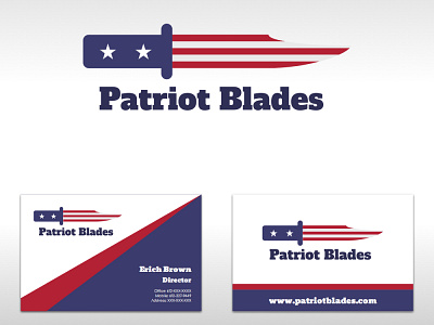 Patriot Blades logo and business card business card knife logo patriotic simple usa usa flag