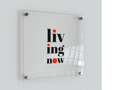 living now studio logo abril fatface architecture logo mockup red dots typography