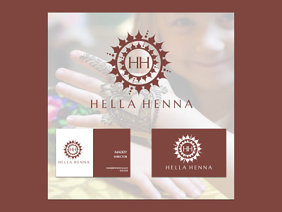 Hella Henna logo & business card brown business card ethnic henna initials logo mandala stationery tattoo
