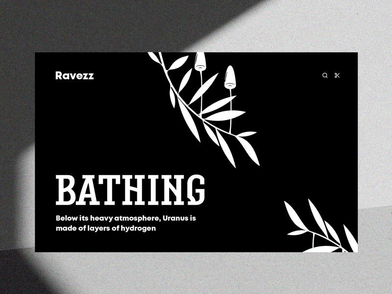 Ravezz - Landing Page Concept Animation animation black design gif illustration lettering minimal typography ui vector video web website white