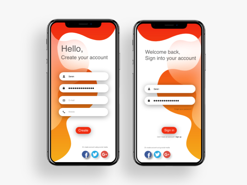 Sign-up / Login Screen - Challenge #1 by Seren Mai Jones on Dribbble