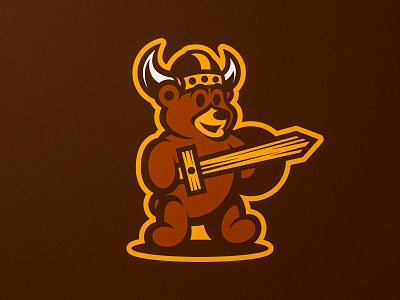 Viking bear mascot logo for Műanyag-játék.hu 2020 brand identity branding branding and identity budapest design hungary logo logo design logodesign teddybear tgers diy toy toy company vector viking bear wooden sword