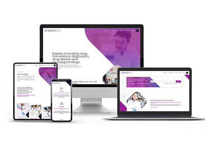 XPhyto Therapeutics bioscience branding devices diamond gradient impact innovation medical positive purple research responsive rounded shapes startup therapeutics ui ux web design