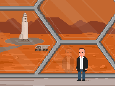 Elon in Mars aseprite elon musk illustration pixel art spacex