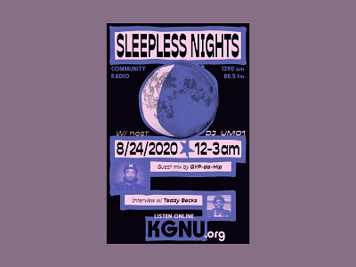 Sleepless Nights Flyer colorado flyer graphic design kgnu moon music nights poster poster art radio sleepless