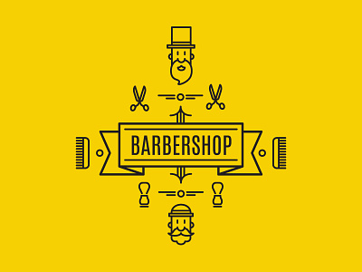 I'll Take You to the Barbershop. barber flat illustration line lipiarz oldschool vector yellow