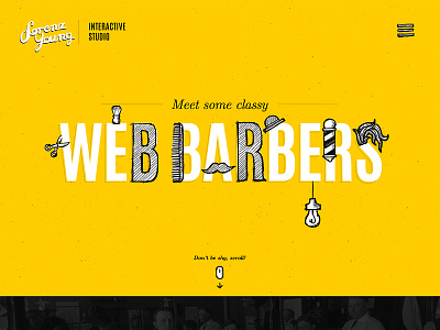 Web Barbers barbershop drawings lipiarz lorenzyoung responsive singlepage sketches webdesign yellow