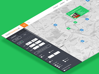 Flat design flat finder developer flat green house layout lipiarz orange search webdesign