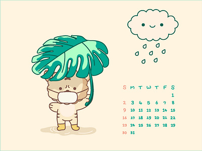 august calendar 2d calendar character design illustration