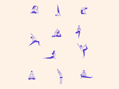 yoga poses illustration 2d branding flat illustration logo poster