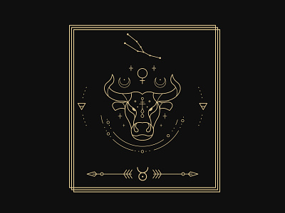 Taurus zodiac sign 2d branding illustration logo