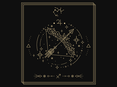 Zodiac Sagittarius 2d branding flat illustration logo