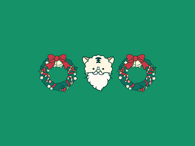 Christmas wreath and Santa Claus. 2d branding illustration logo