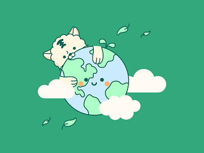 Cute image of loving the earth. 2d branding flat illustration logo