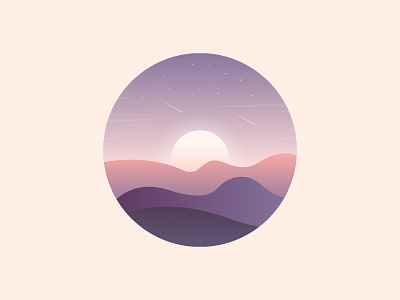 Sunrise landscape illustration. 2d flat icon iconography illustration logo ui