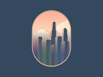 city night branding city flat icon illustration scenery