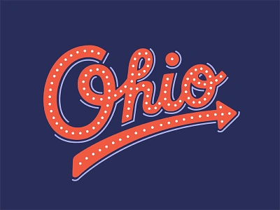 Ohio arrow lettering light bulbs oh ohio script type