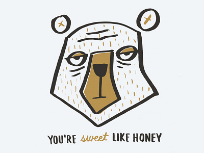 Sweet Like Honey bear black face gold honey illustration