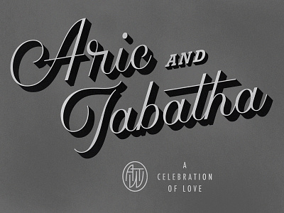 Aric & Tabatha invite lettering movies script title screen type vintage wedding