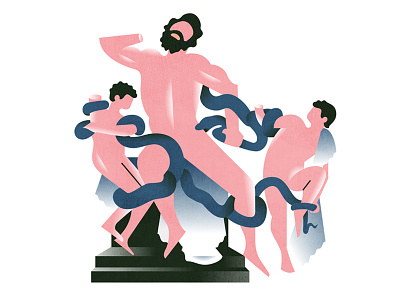 Laocoon and his sons gradient illustration sculpture snake texture