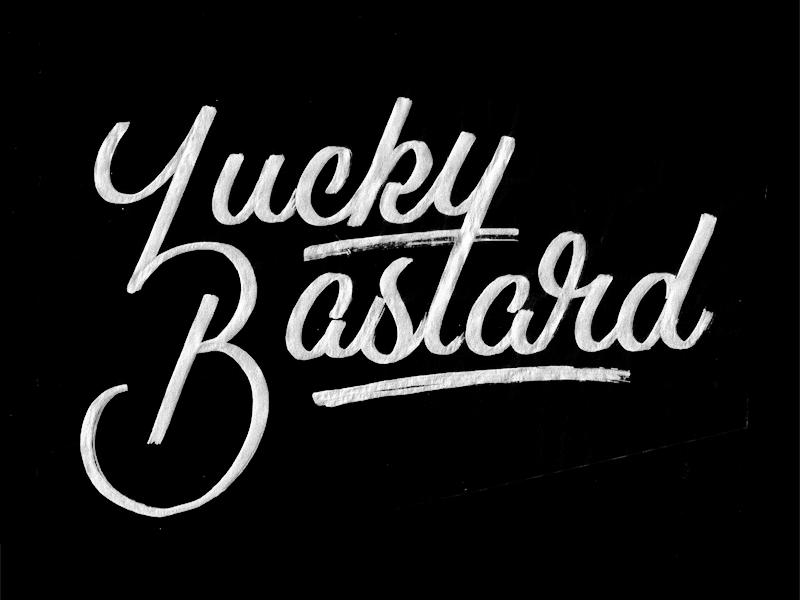 Lucky Bastard black and white lettering script texture type
